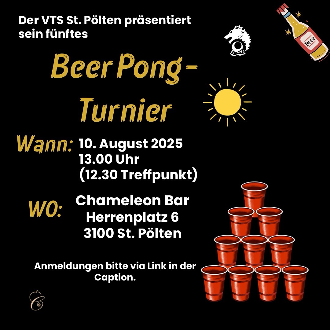 Liebe Beerpong - Athlet:innen,
der Termin für unser nächstes Beerpongturnier in der @chameleon_bar_ steht fest!🍻
Save the Date: Sonntag, 10. August - Beginn ist um 13.00 Uhr (Treffpunkt 12.30 Uhr).🗓️
Das Startgeld beträgt 15 € für Nicht-Vereinsmitglieder, für ordentliche Vereinsmitglieder 5€ und für Premiummitglieder ist die Teilnahme gratis.💸
Gespielt wird im Doppel - K.O. System, mehr Infos dazu im Storyhighlight „Beer Pong Turniere - Regelwerk". Gerne
schicken wir euch das Regelwerk auch per Mail zu.📧
Gespielt werden kann wahlweise mit Bier oder Spritzer, und auch mit Wasser, wenn man keinen Alkohol trinken möchte.🥤
Insgesamt können 16 Teams teilnehmen, sichert euch euren Startplatz!🤝
Anmeldung zum Turnier unter dem Link in der Bio "Anmeldung Beerpongturnier".
First come, first serve!😎
Wir freuen uns auf eure Teilnahme, für Fragen hinterlasst gern Kommentare oder schreibt uns eine Direktnachricht.🧑🏻💻
#vtsstp #beerpong #bier #bierpong